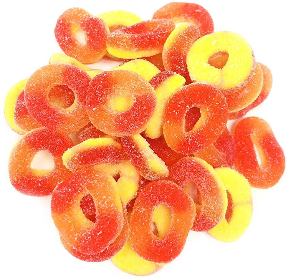 SweetGourmet Peach Rings Gummy Candy | Two-Layers, Sugar Coated | 2 Pounds