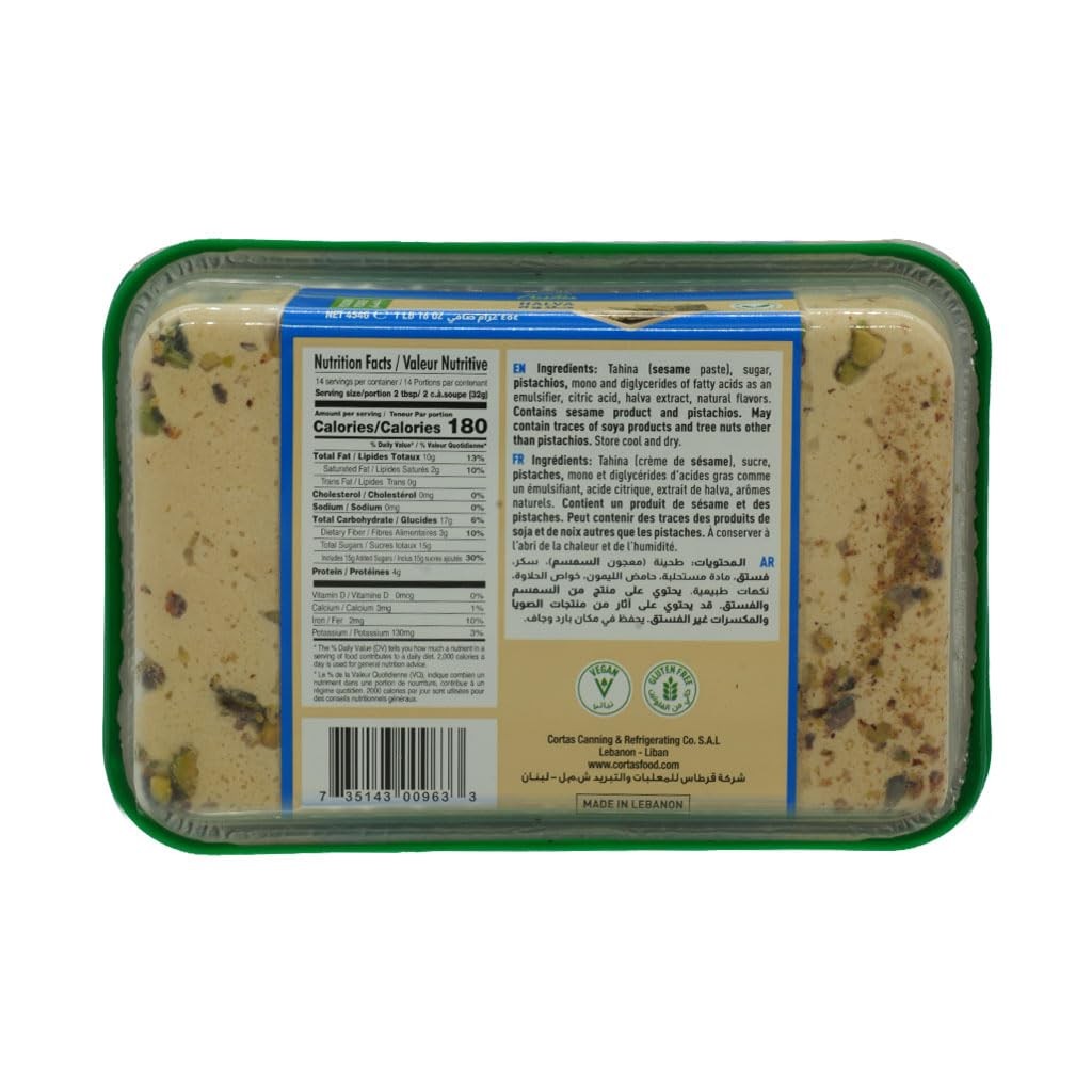 Cortas – Premium Halva with Pistachio, 1 Lb (454g)