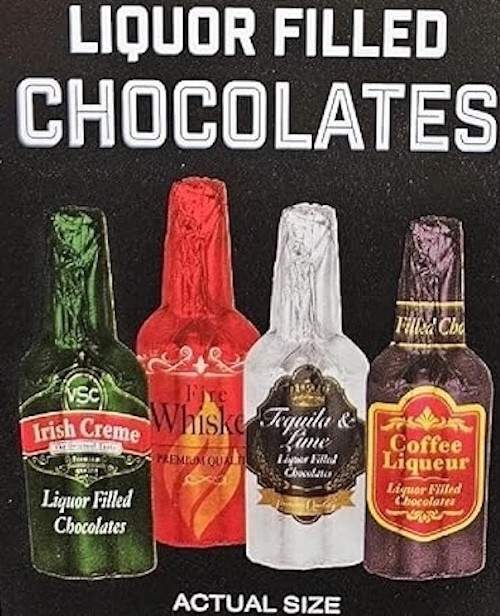 USA 48 Liquor Whiskey Filled Chocolate bottles Coffee, Tequila, Irish Cream Fire