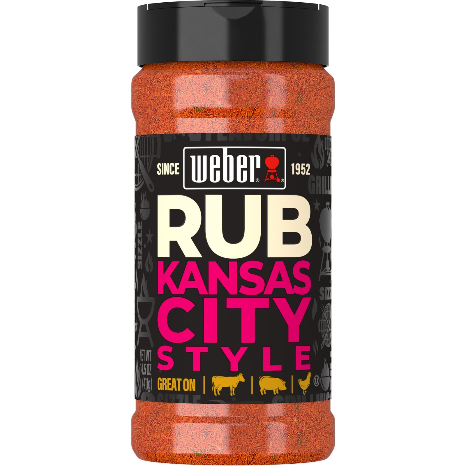 (4 pack) Weber Kansas City Sweet Tangy BBQ Dry Rub Seasoning, Gluten Free