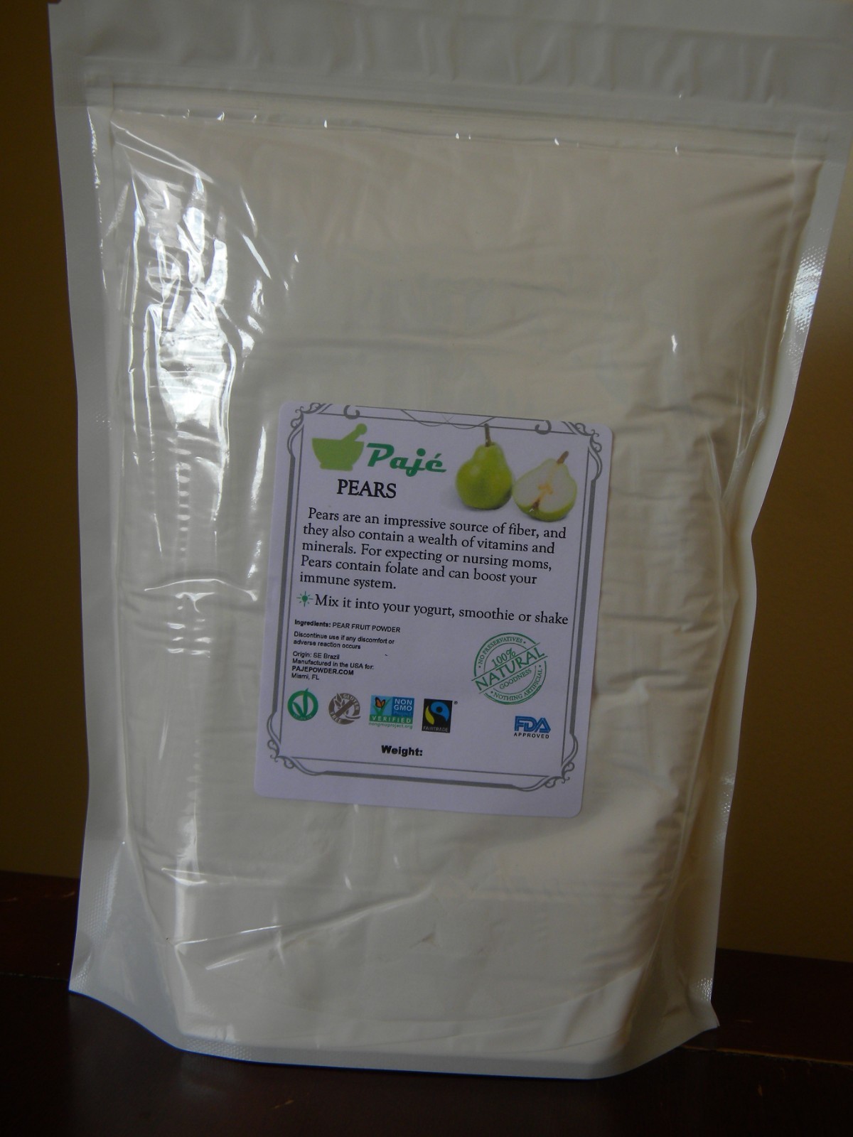 PEARS powder 8oz 16oz 1lb 32oz 2lb 4lb IMMUNE SYSTEM BOOST MINERALS VIT C, PAJE
