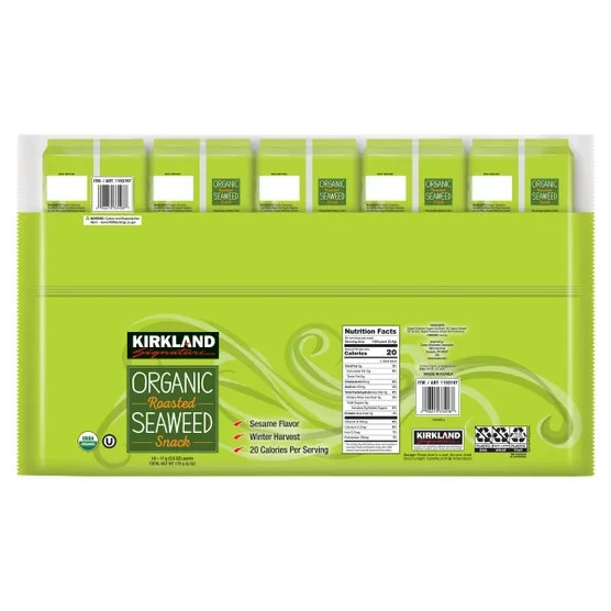 Kirkland Organic Roasted Seaweed Snack,0.6 oz – Pack of 10
