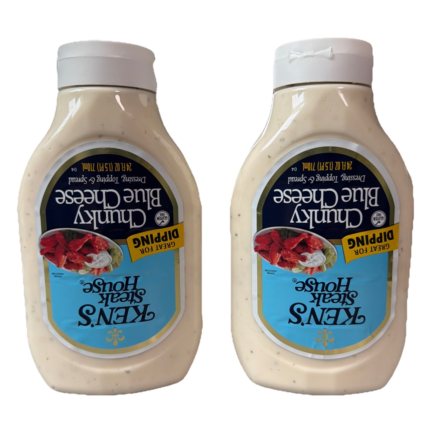 Kens Steakhouse Chunky Blue Cheese Salad Dressing/Dipping Sauce 2@ 24 Oz Bottles