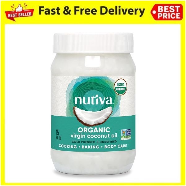 Nutiva Organic Virgin Coconut Oil 15oz Cold Pressed Unrefined Non GMO