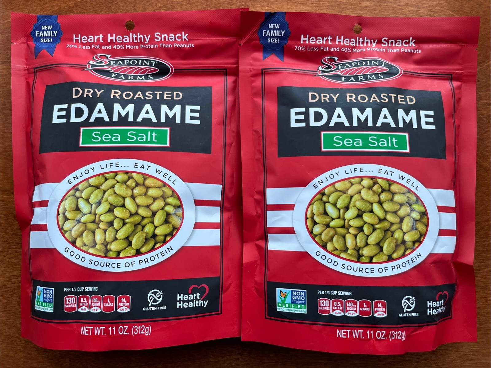 SEAPOINT FARMS Dry Roasted Edamame Sea Salt FAMILY SIZE 11 oz Bag NEW|SEALED-2PK