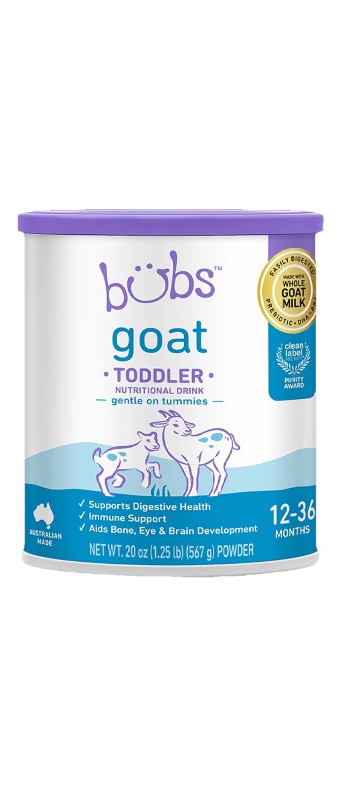 Bubs Goat Toddler Nutritional Drink Non-GMO Whole Goat Milk-Based Gentle Form…