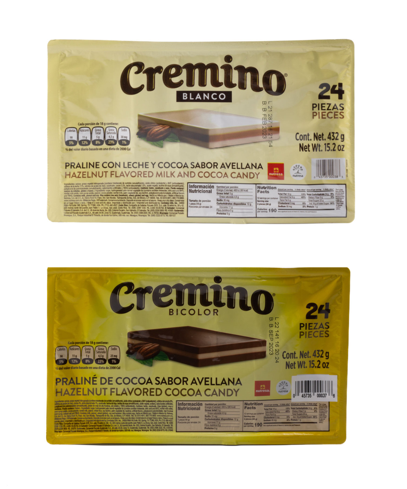 Cremino Nutresa Mexican White & Bicolor Cocoa Candy 24 Pieces