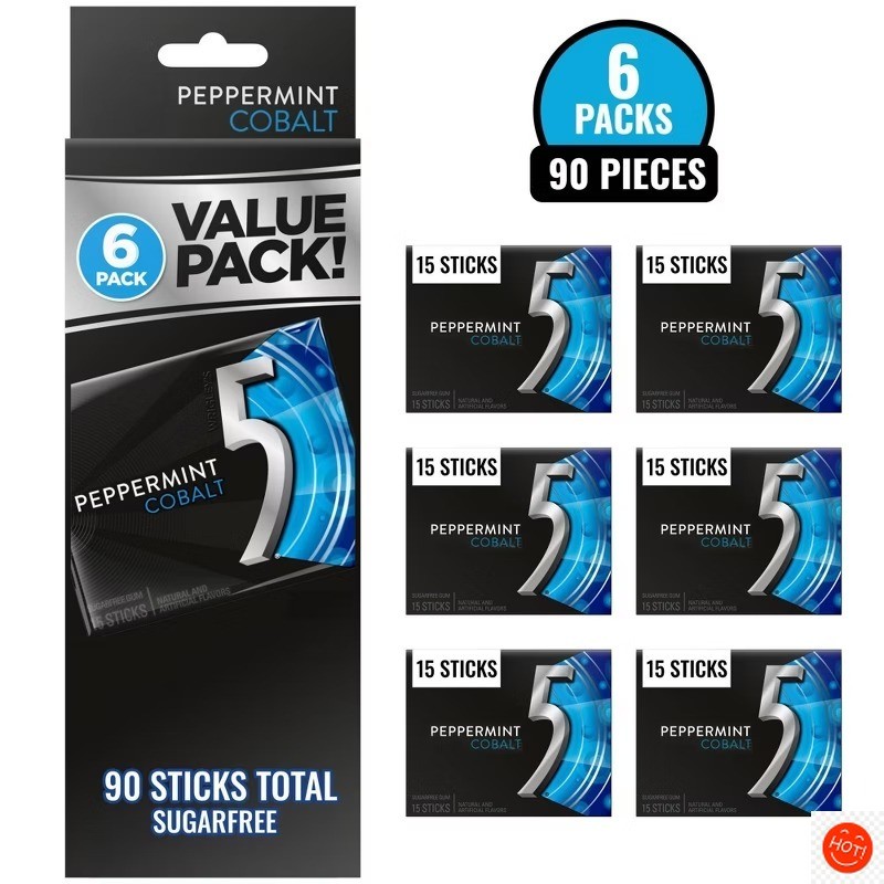 Sugar-Free Peppermint Cobalt Chewing Gum – 15ct/6pk