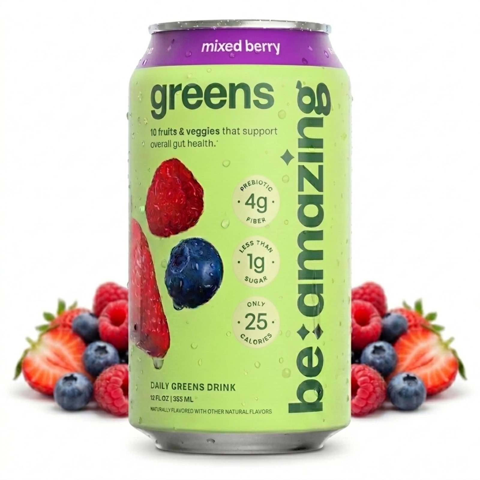 Be Amazing Greens Drink, Mixed Berry, Ready to 10 12 oz (Pack of 8)