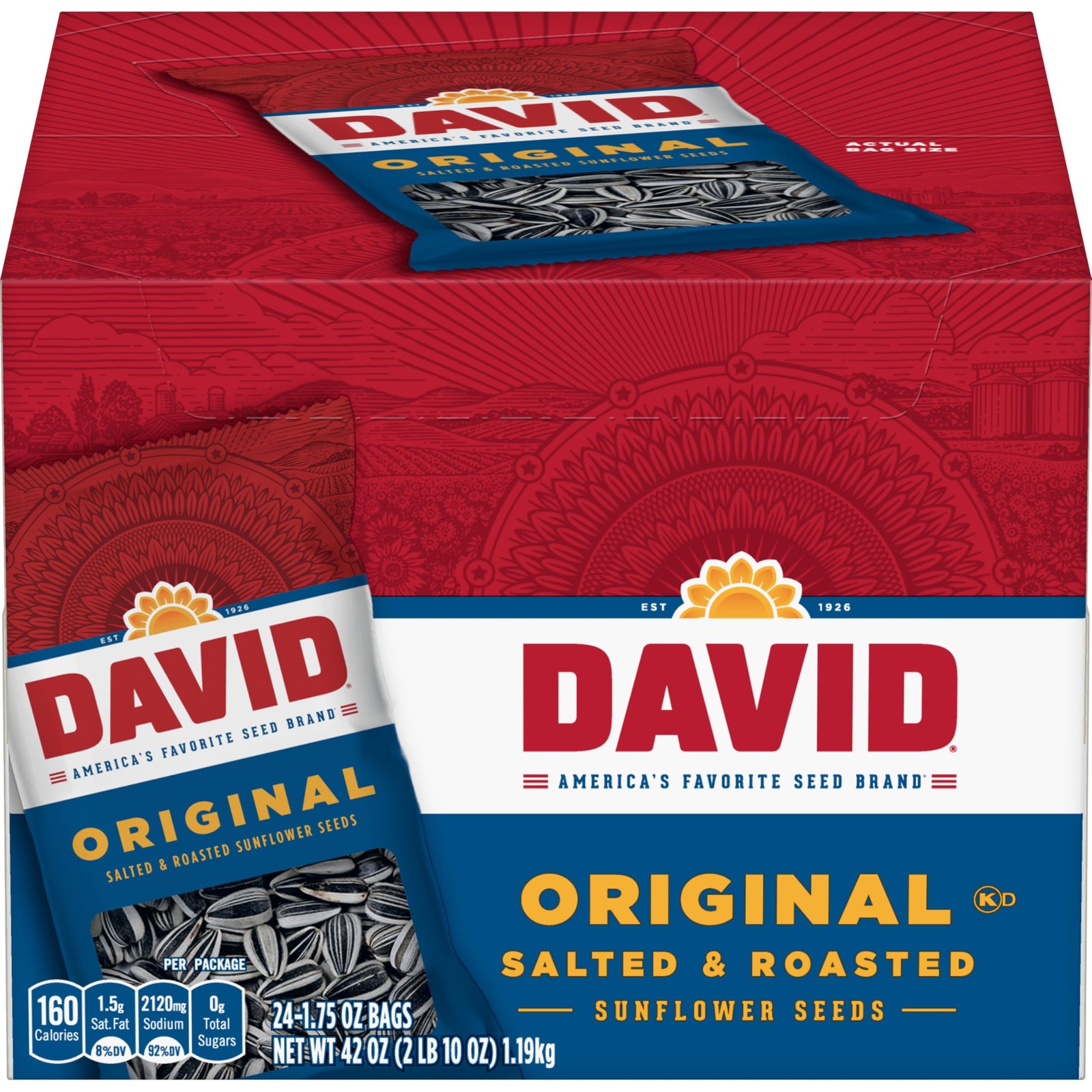 DAVID Sunflower Seeds, Original Flavor, Father’s Day Baseball Snack 42.0 oz
