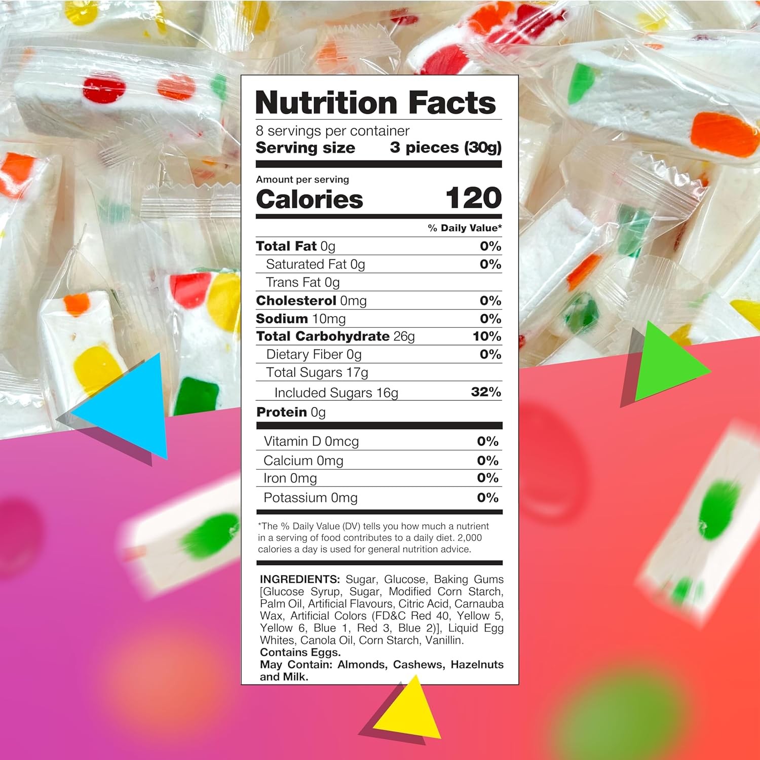 Fruity Nougat Candy 9oz Bag – 25 Count of Chewy Jelly Treats