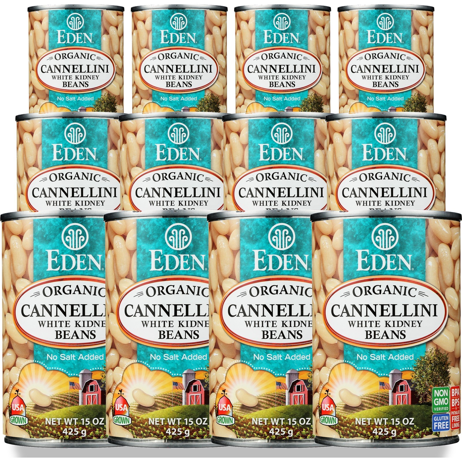 Organic Cannellini White Kidney Beans By Eden 15 Ounce Oz 12 Pack