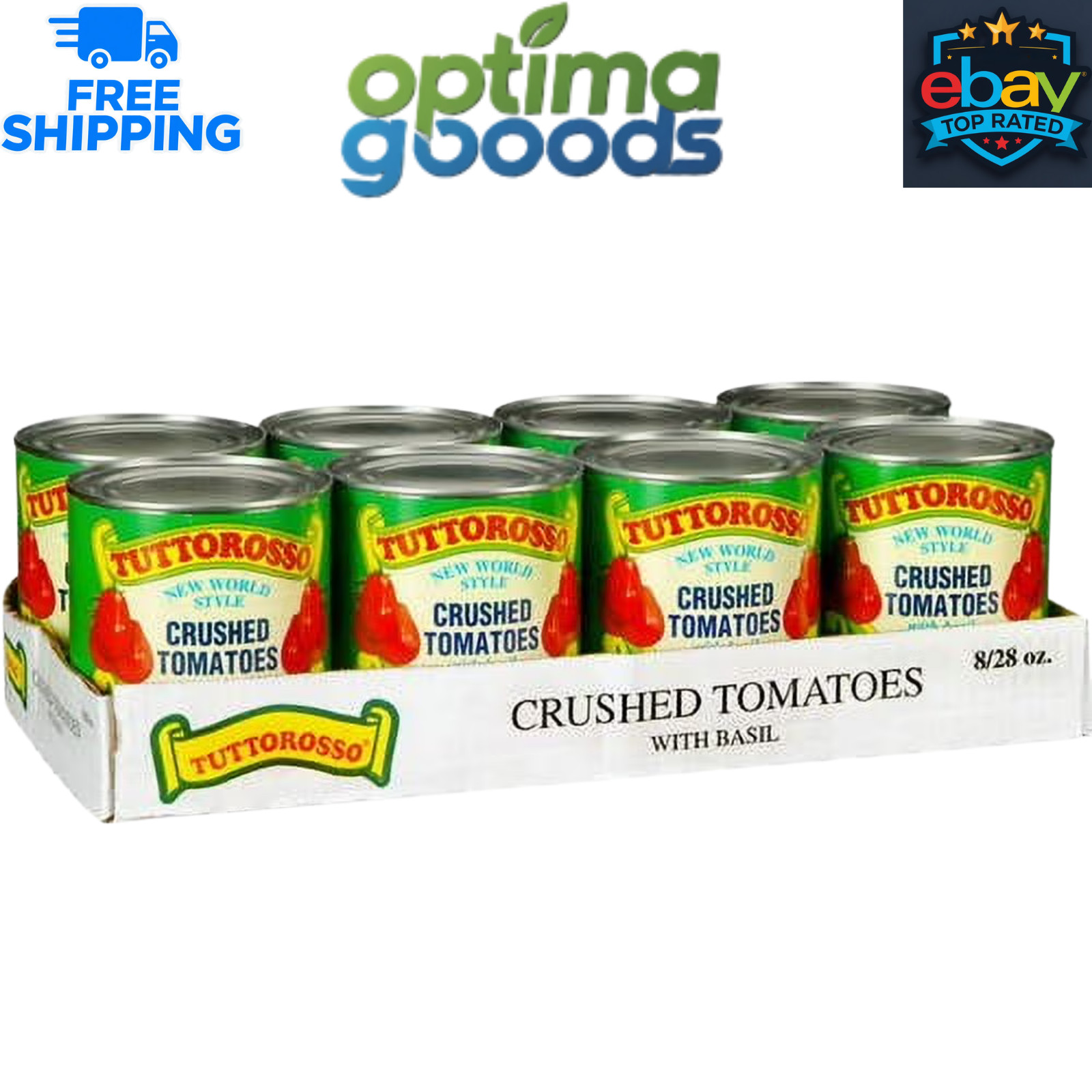 Tuttorosso Crushed Tomatoes with Basil – 28 oz, 8 Pack – No Artificial Kosher.