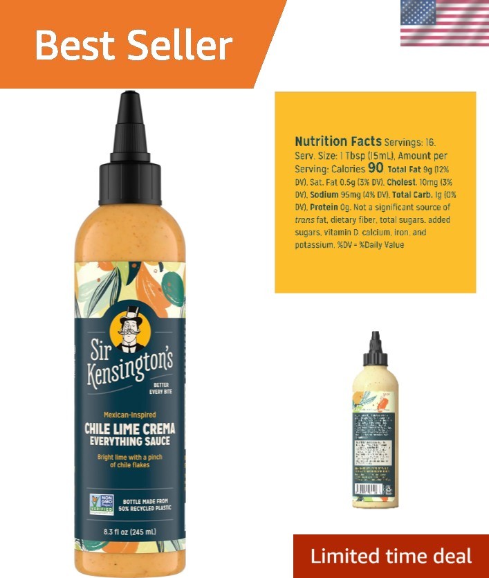 Sir Kensington’s Chili Lime Crema – 8.3 Fl Oz Sauce for Tasteful Dishes