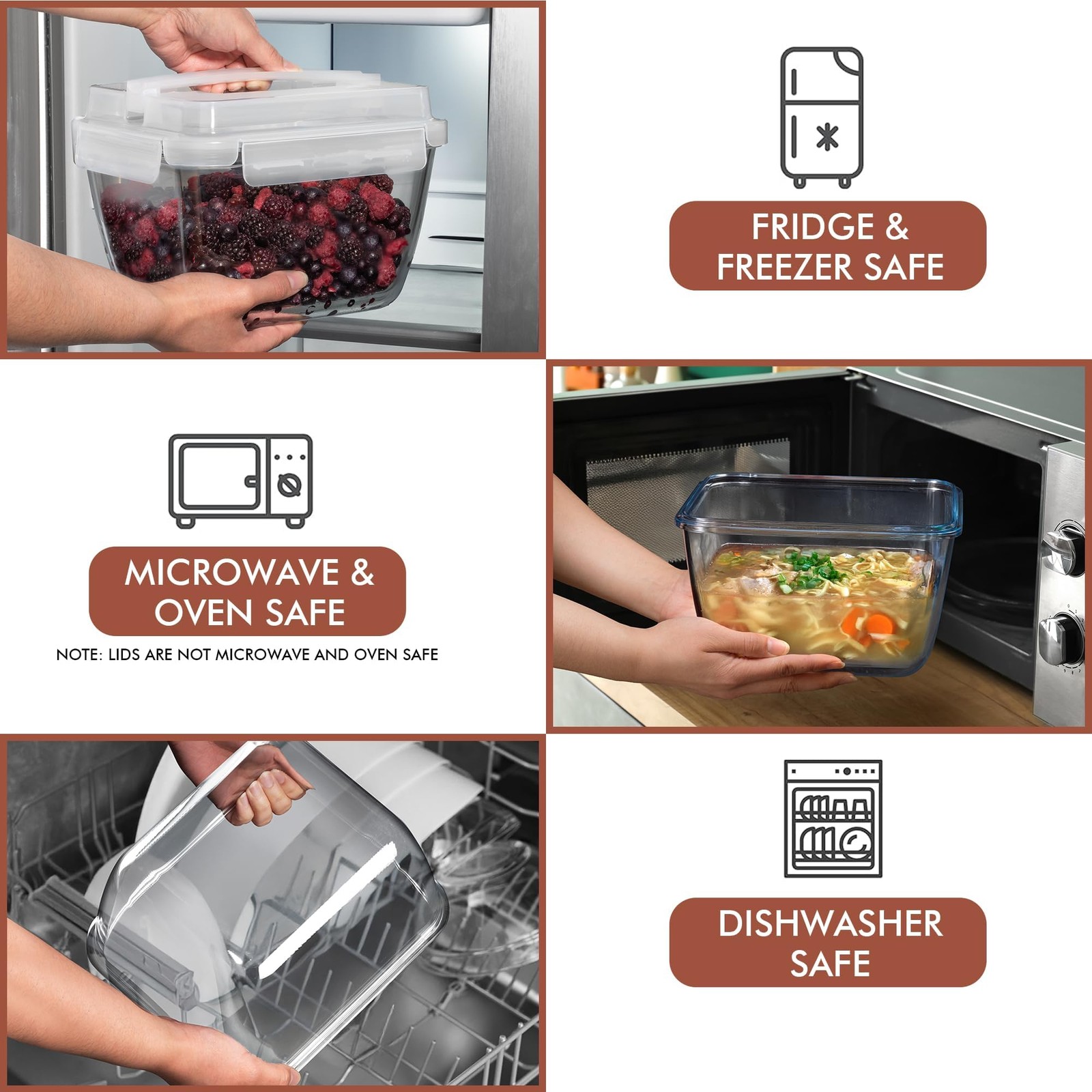 Razab 17 Cup 132 Oz Glass Food Storage Container Leakproof Lid