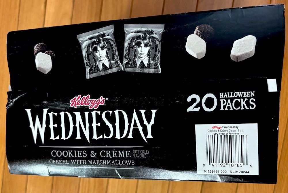 WEDNESDAY COOKIE & CREAM CEREAL – Kellogg’s Cereal – Unopened Box of 20 Packs