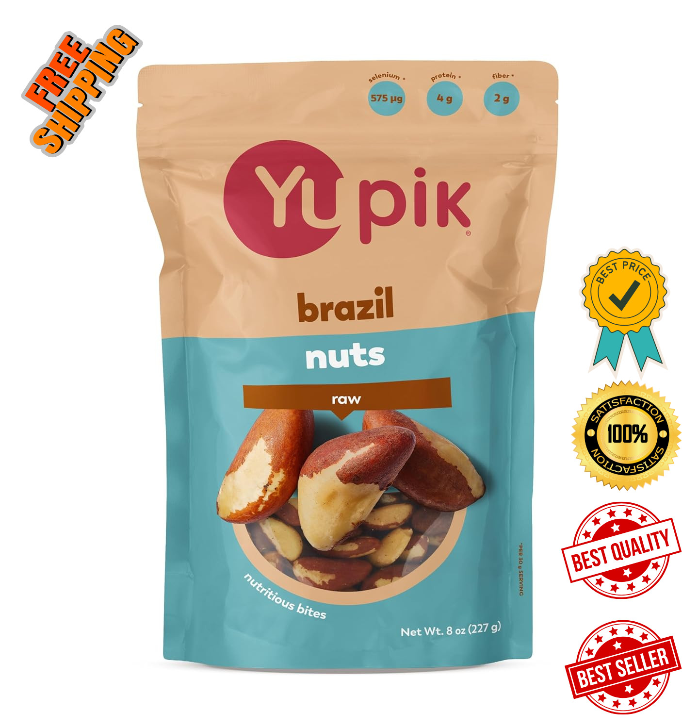 Raw Brazil Nuts, 8 Oz, Gluten-Free, Kosher, Shelled, Unsalted, Unroasted, Raw Nu