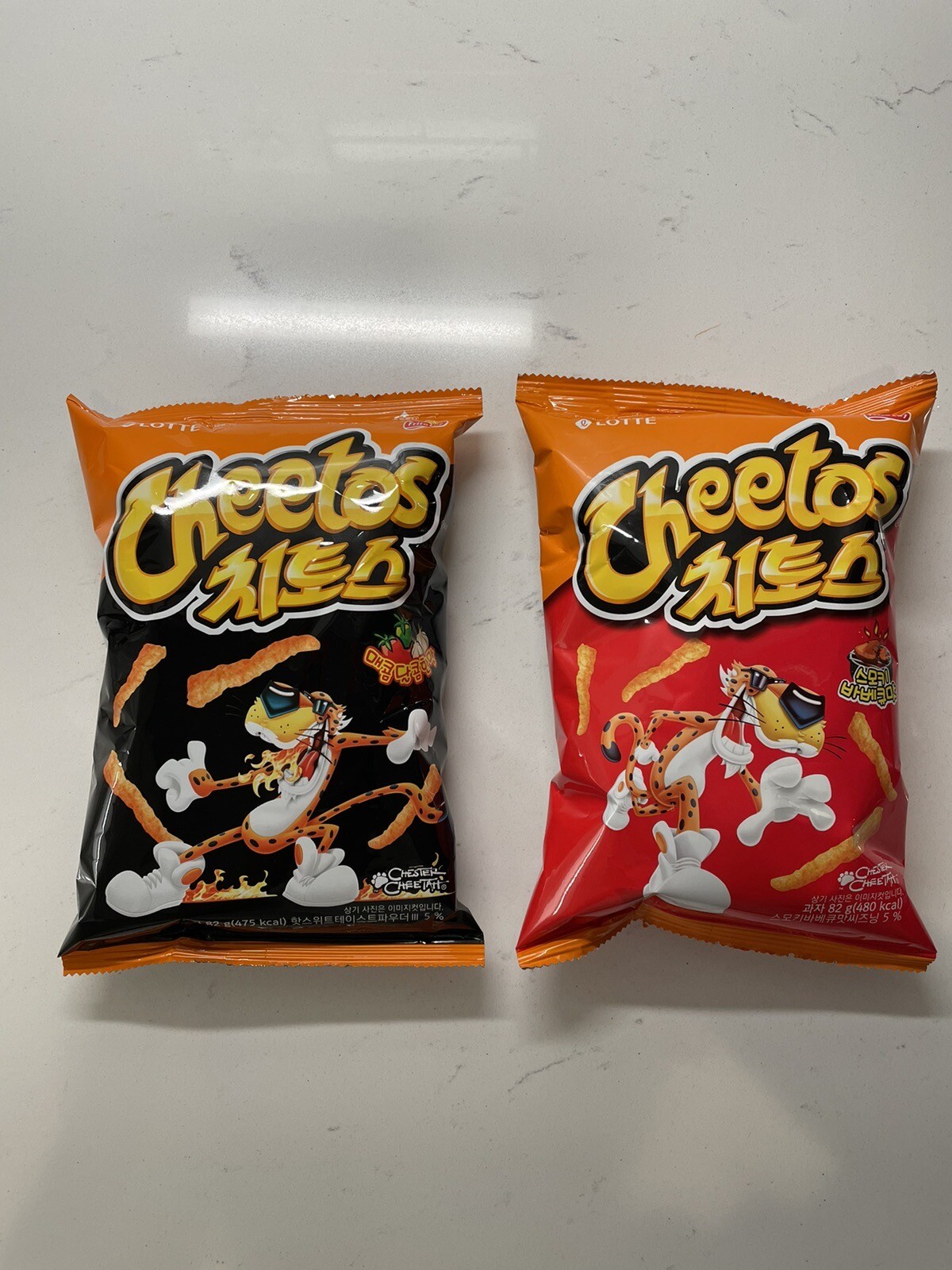 Korean Cheetos Spicy and Sweet 82g + Smoky Barbecue 82g