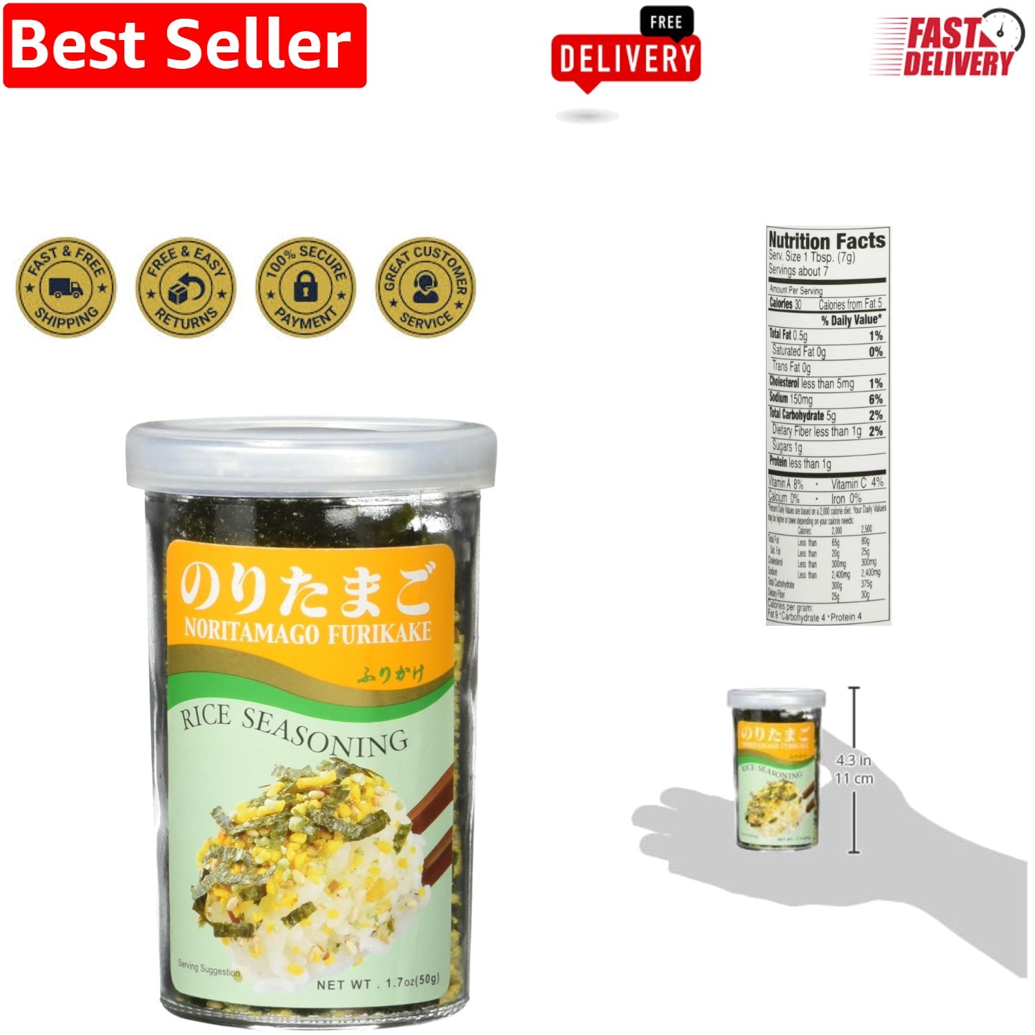 1.7 Ounce Ajishima Noritamago Furikake – Delicious Rice Seasoning for All Ages