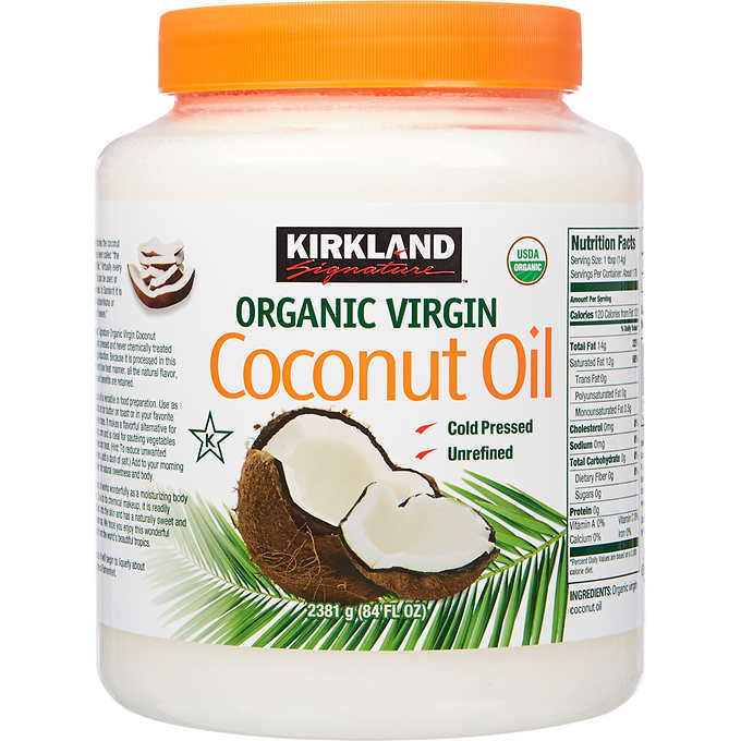 2 x Kirkland Organic Virgin Coconut Oil Cold Pressed Unrefined 2.48L (84 FL OZ)