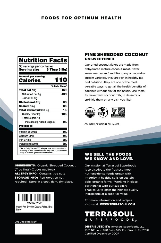 Organic Coconut Flakes, 16 Oz – Finely Shredded | Macaroon Cut…