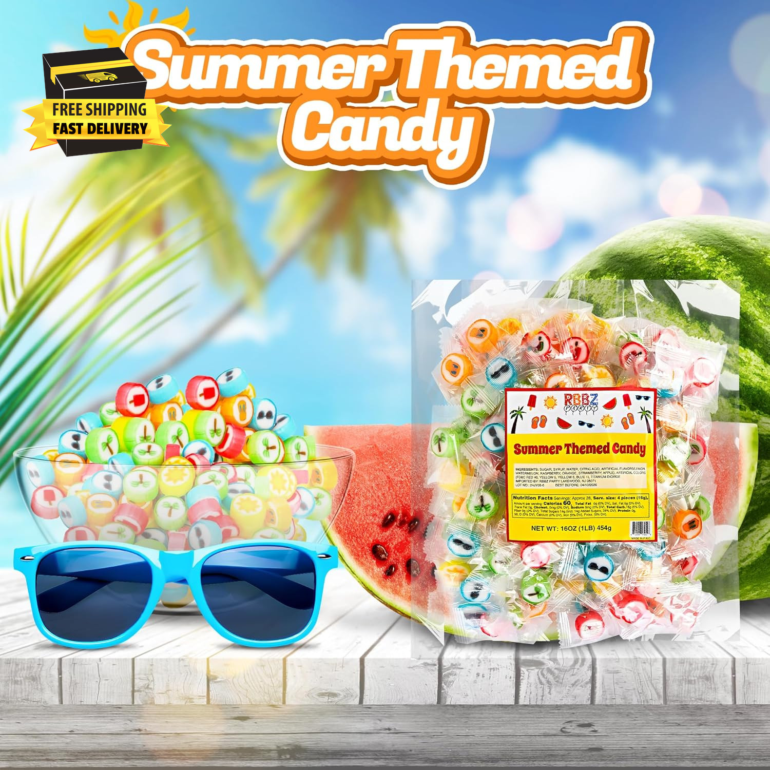 Summer Candy – Hard Candy Bulk 1 Lb Bag of Individually Wrapped Small Candies As