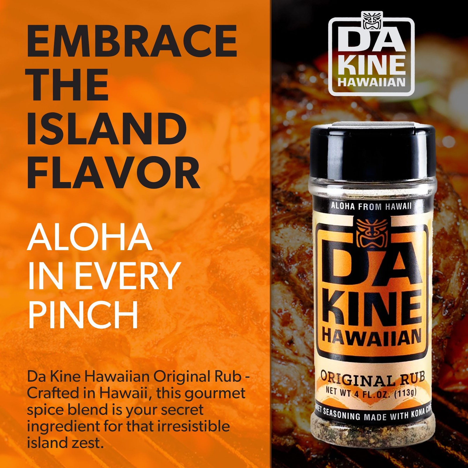Da Kine Hawaiian Seasoning BBQ Dry Rub – 4 Ounce (Pack of 1), Red