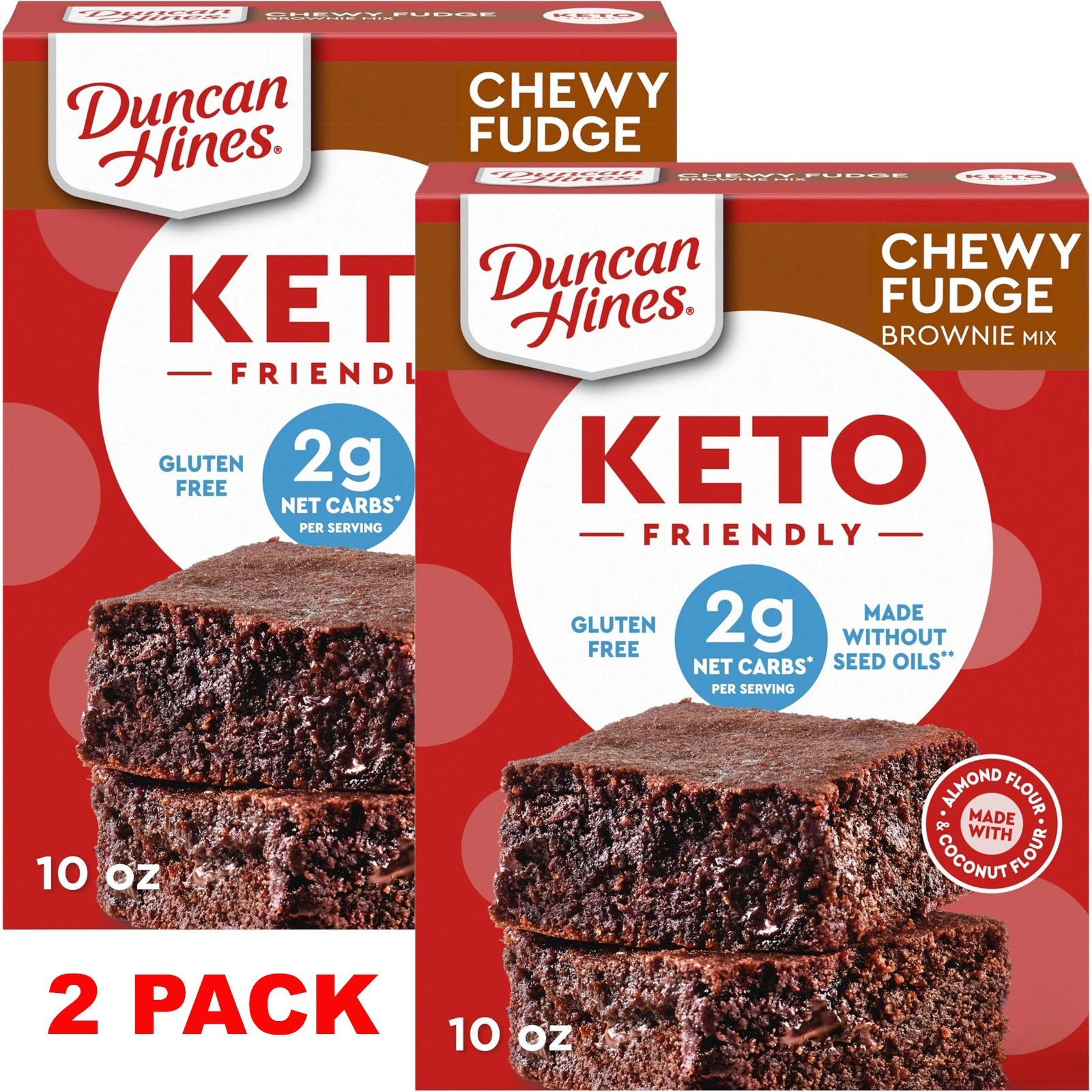 Duncan Hines CHEWY FUDGE BROWNIE KETO FRIENDLY Baking Mix 10 Oz Box – 2 PACK