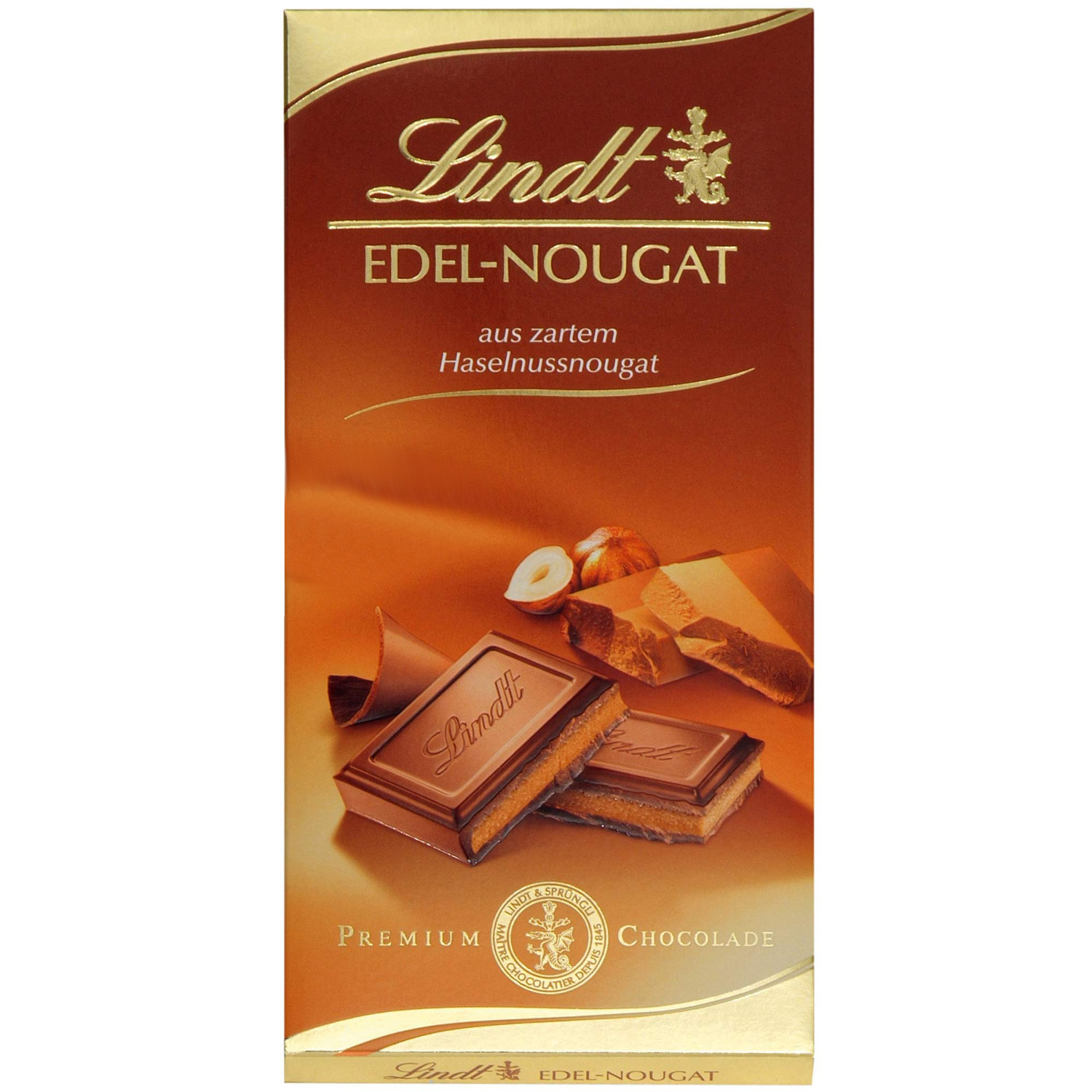 3 x100g Lindt Premium Nougat Whole Milk Bar NEW from Germany