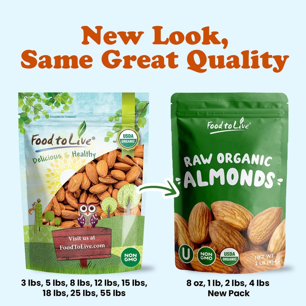 Organic Italian Raw Almonds — Non-GMO, Kosher, Raw, Vegan — by Food to Live