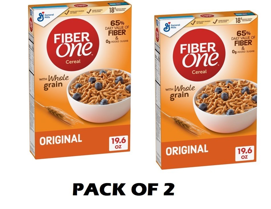 Fiber One Cereal, Original Bran, High Fiber Cereal Made with 19.6 oz (2 pack)