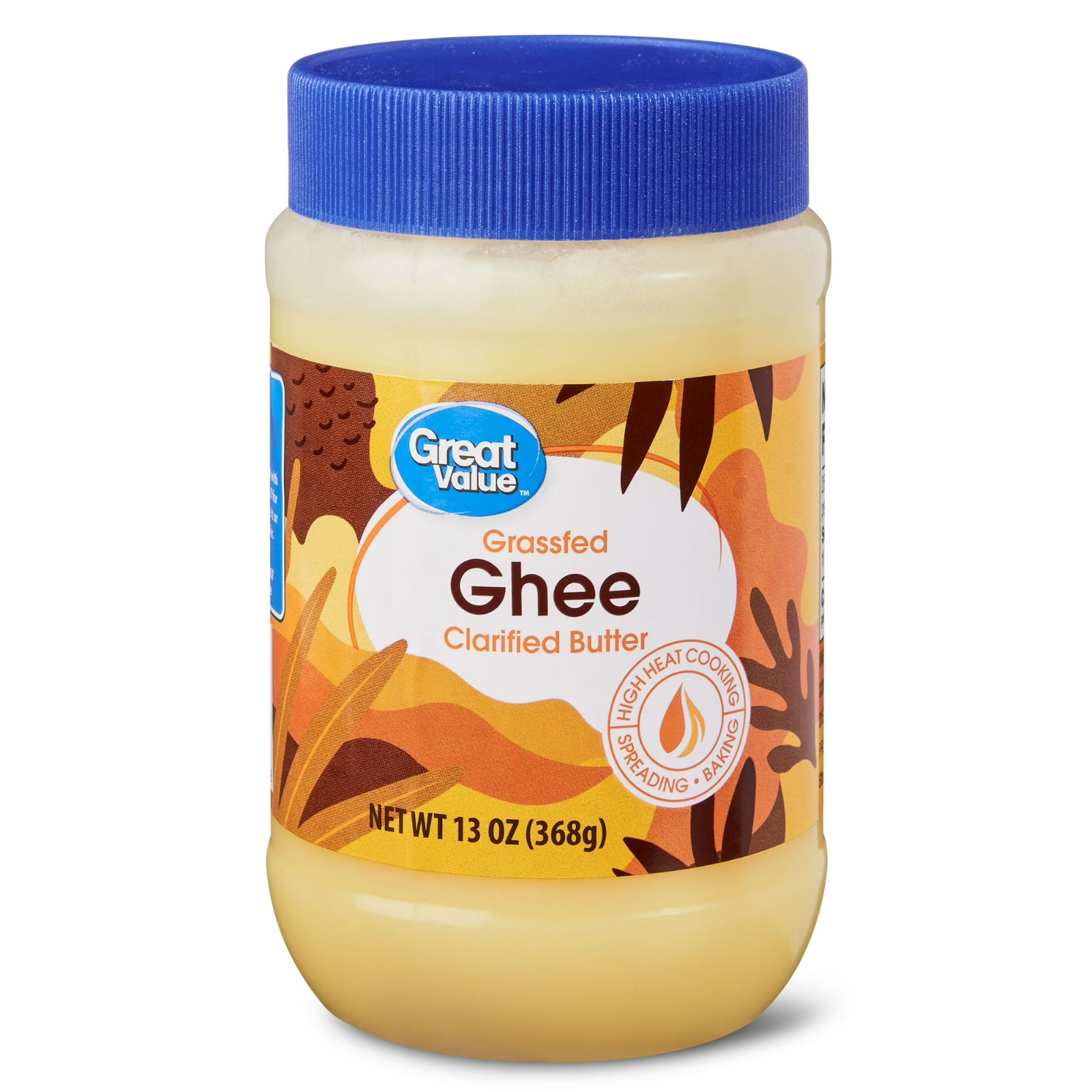 Great Value Grassfed Ghee Clarified Butter, Liquids 13 oz Jar, Full, Cooked