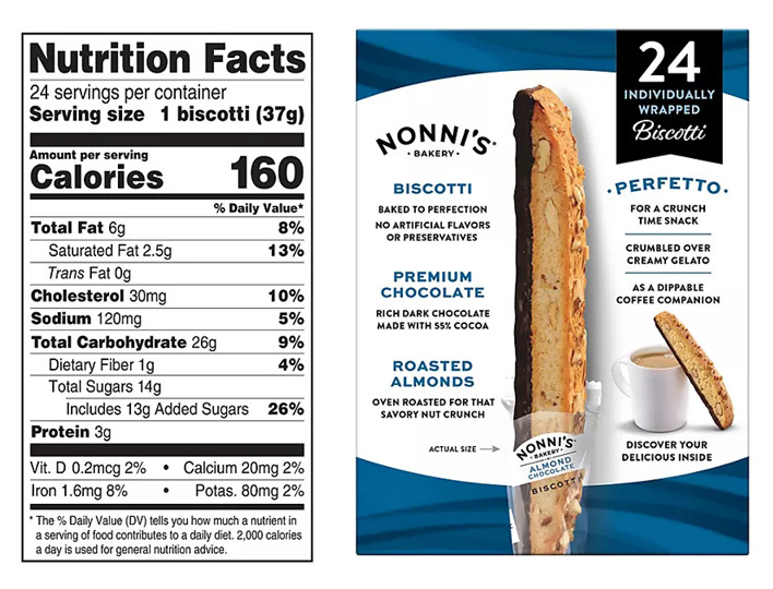 2 pack Nonni’s Almond Chocolate Biscotti, 24 ct. (Total 48 count) FREE shipping