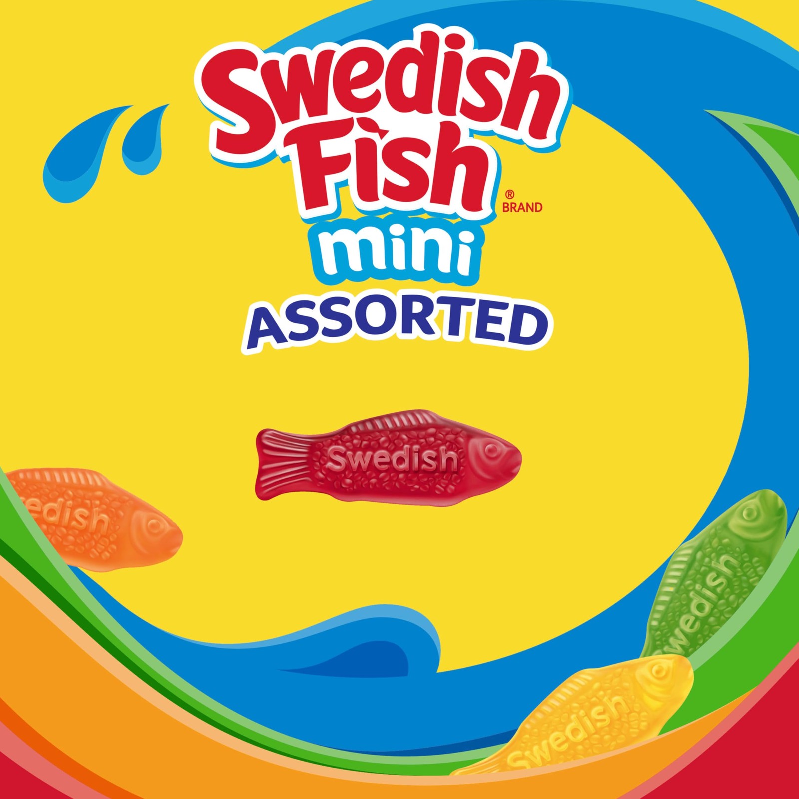 SWEDISH FISH Mini Assorted Soft & Chewy Gummy Candy, 1.8 Pound,