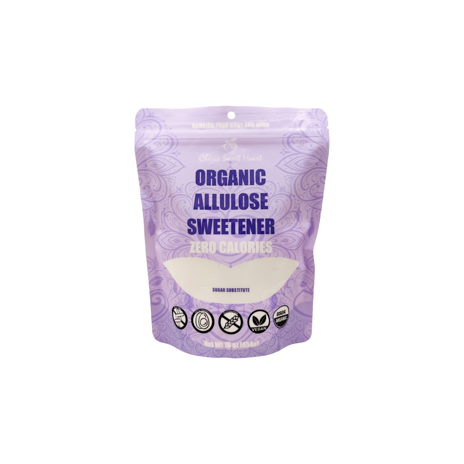 Cherie Sweet Heart Organic Allulose Sweetener, 1 lb, Zero Net Carb, Natural Keto