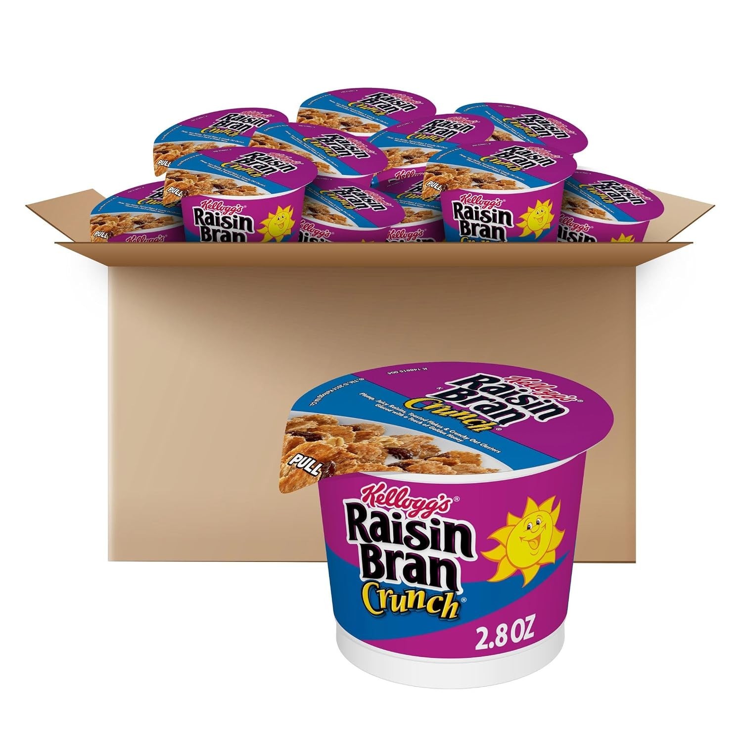 Crunch Breakfast Cereal Cups, Real Fruit, 12 Pack
