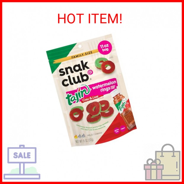 Snak Club Watermelon Rings, Tajin Chili & Lime Seasoned, Sweet and Spicy Gummy C