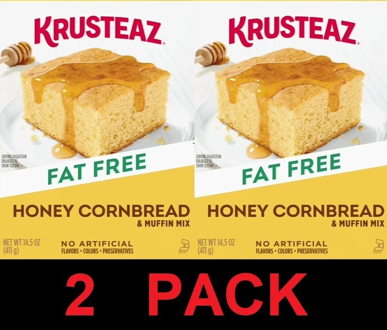 Krusteaz Honey Cornbread & Muffin Mix FAT FREE 14.5 oz Box – 2 PACK