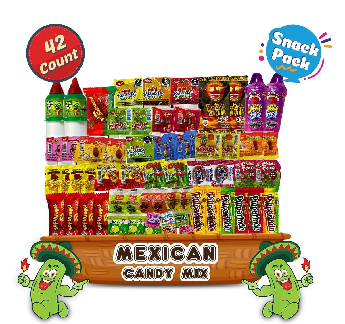 Mexican Candy Assortment – Spicy, Sweet, Sour Treats by LookOn (42 Count)