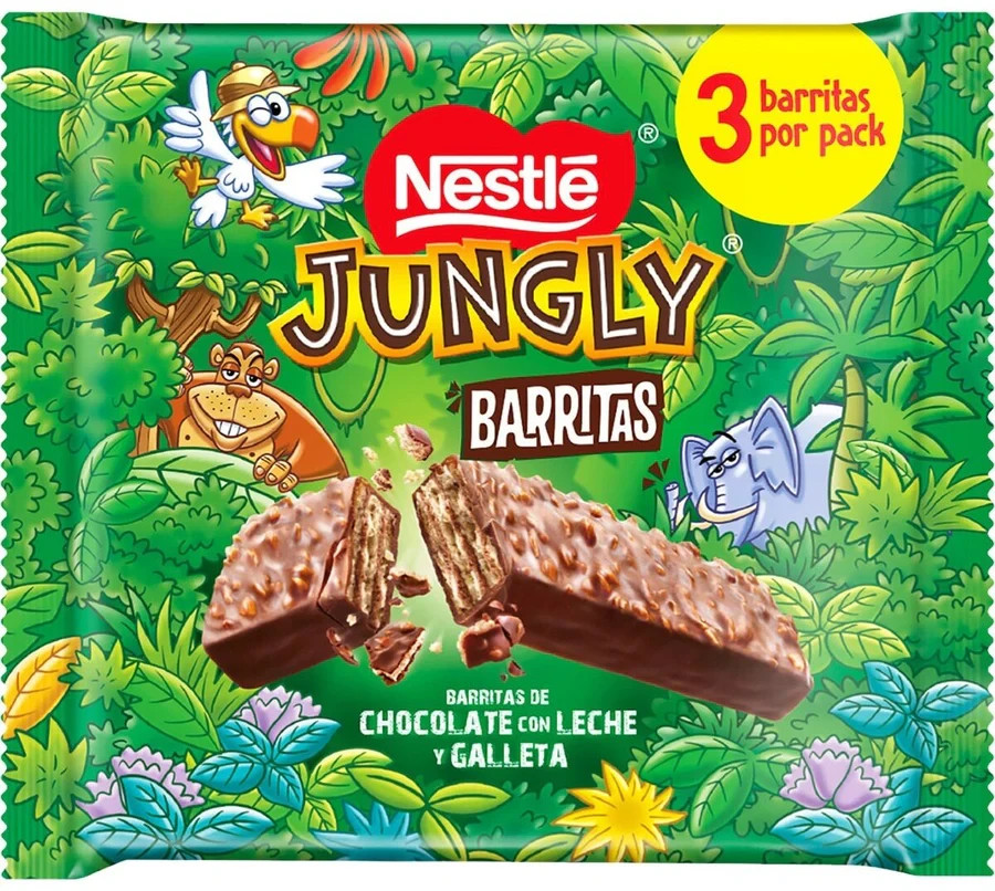 3 Nestle JUNGLY Crunchy Chocolate Wafers 102g 3.6oz