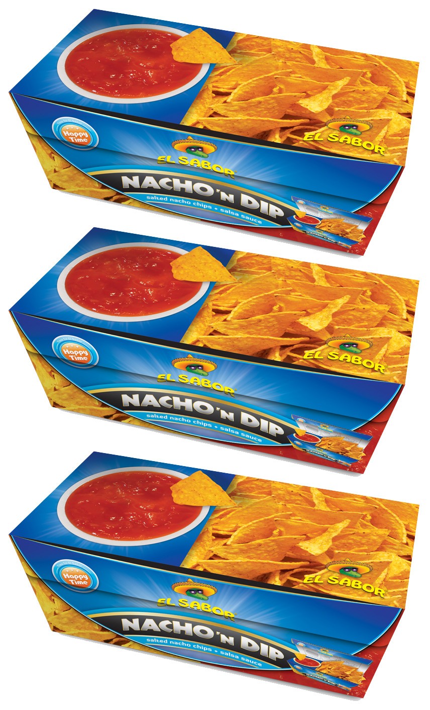 3 EL SABOR NACHO ‘N DIP Tortilla Nacho Chips with Salsa Sauce 175g 6.2oz