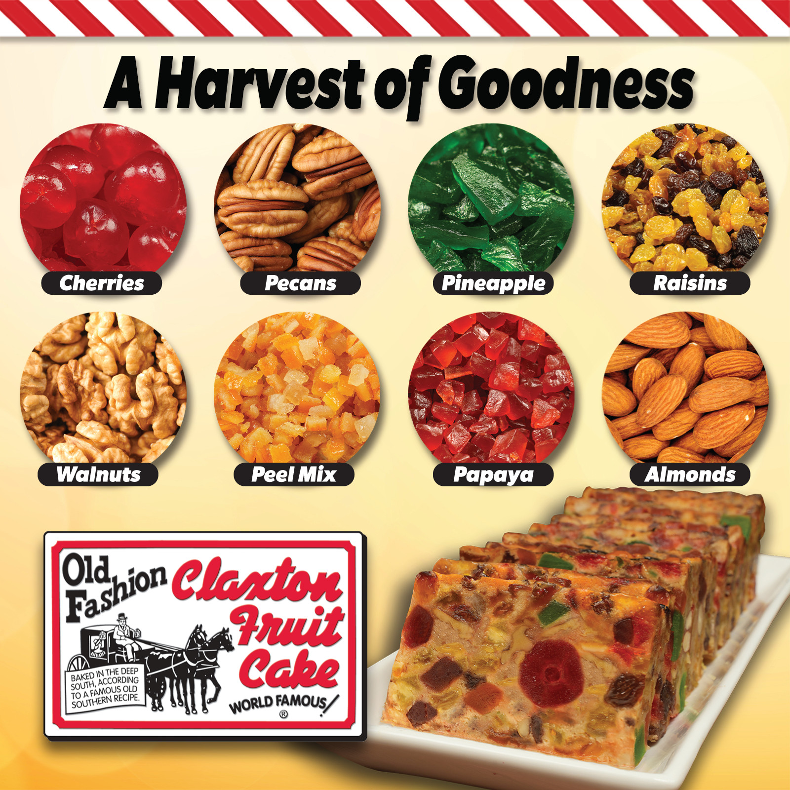 Claxton Fruit Cake – «Claxton Sampler» – 1 Lb. Each – Regular and Dark Recipe
