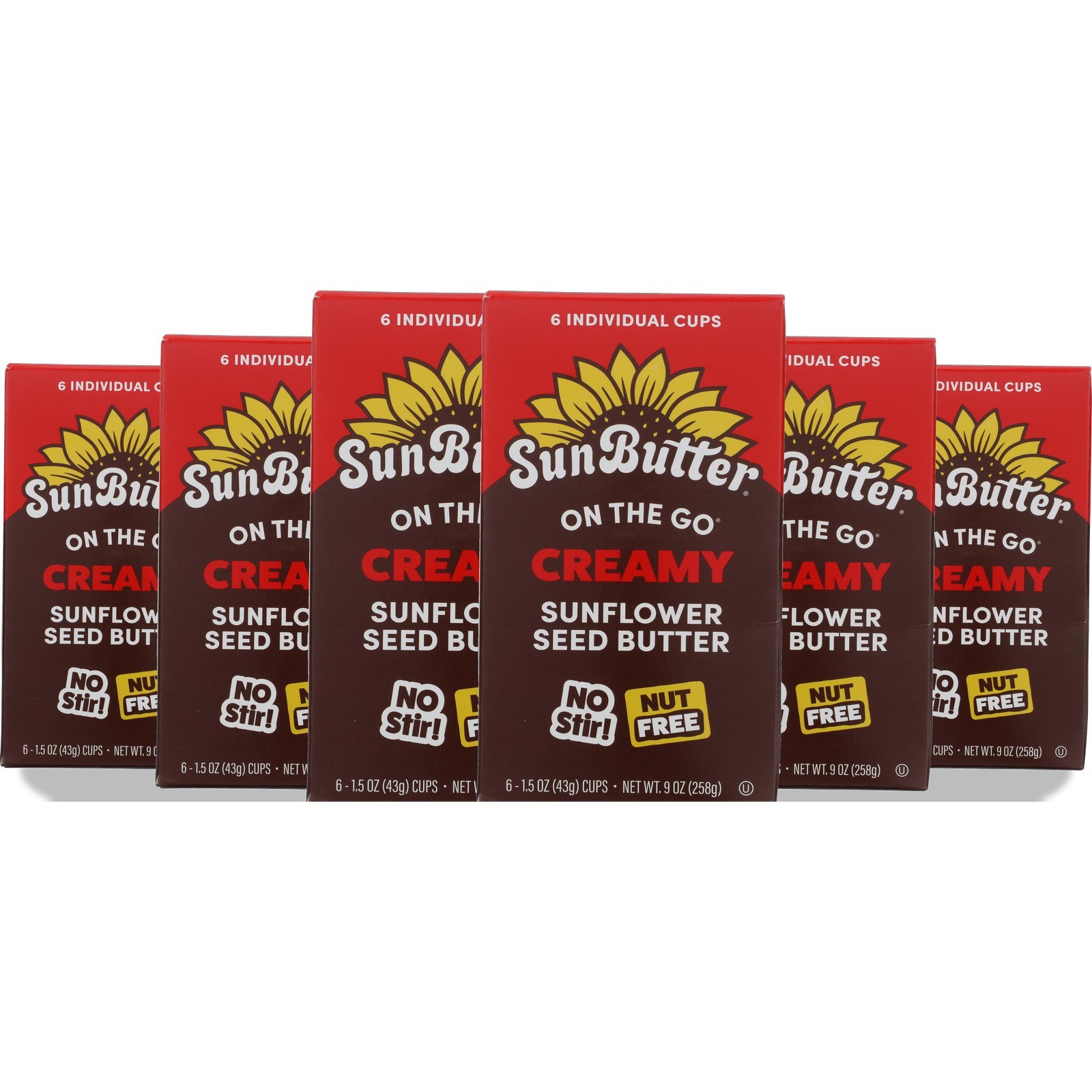Sunbutter On The Go Creamy Sunflower Seed Butter 6 Individual Cups 1.5 6 Pack