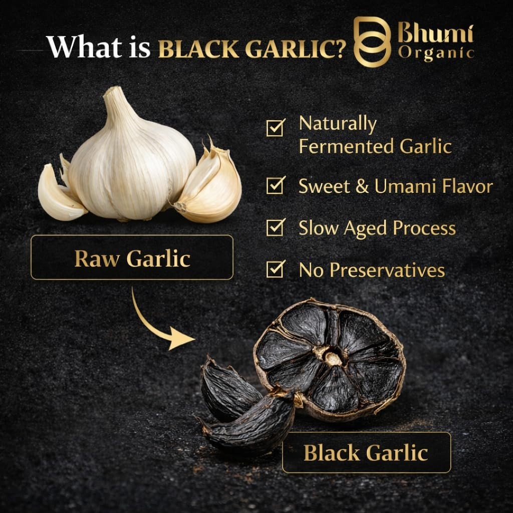 Bhumi Organic Black Garlic Cloves 100g Ready to Eat Healthy Food Pack