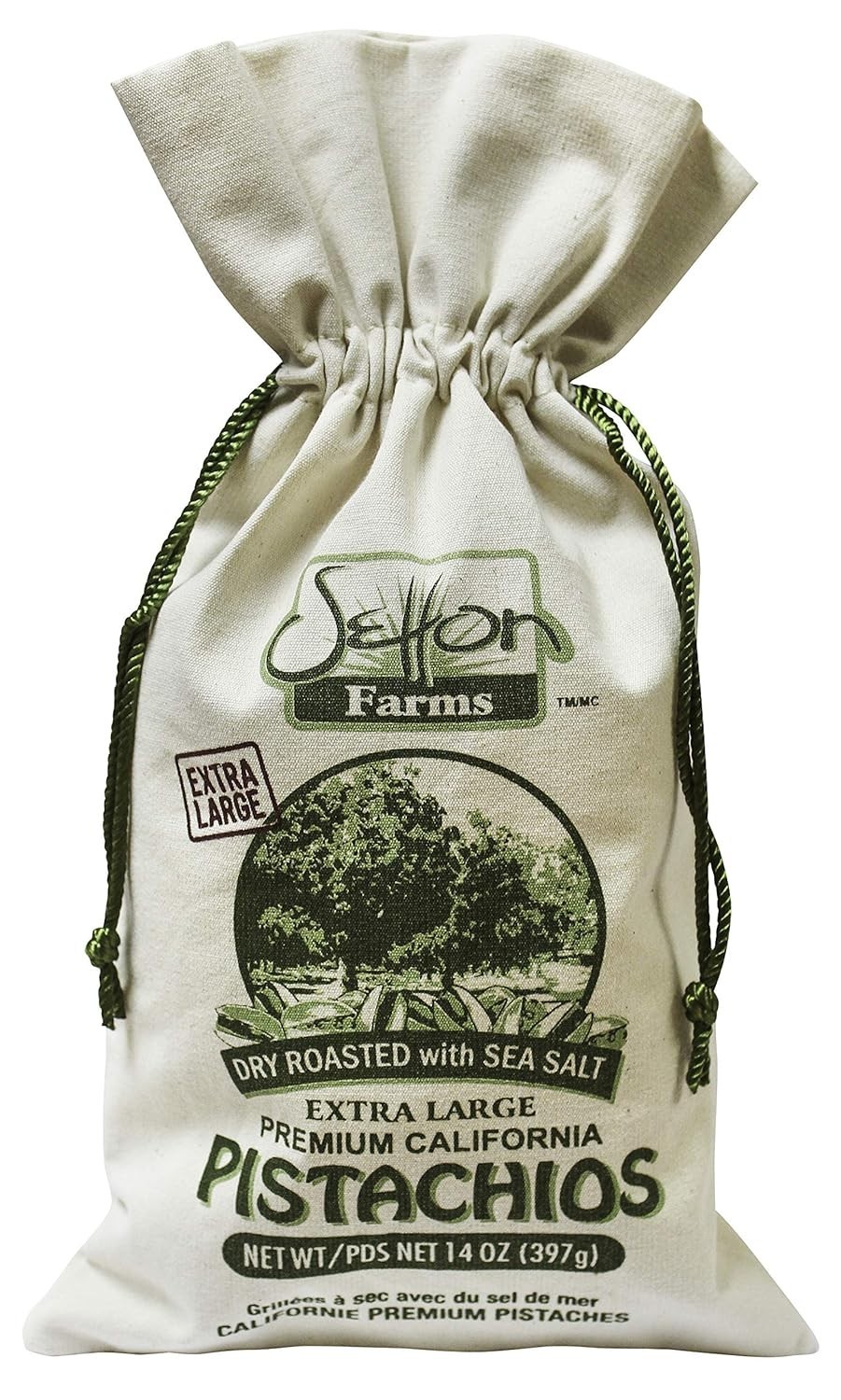 California Pistachios Dry Roasted with Sea Salt Burlap Large Gift Bag| 14 Ounce