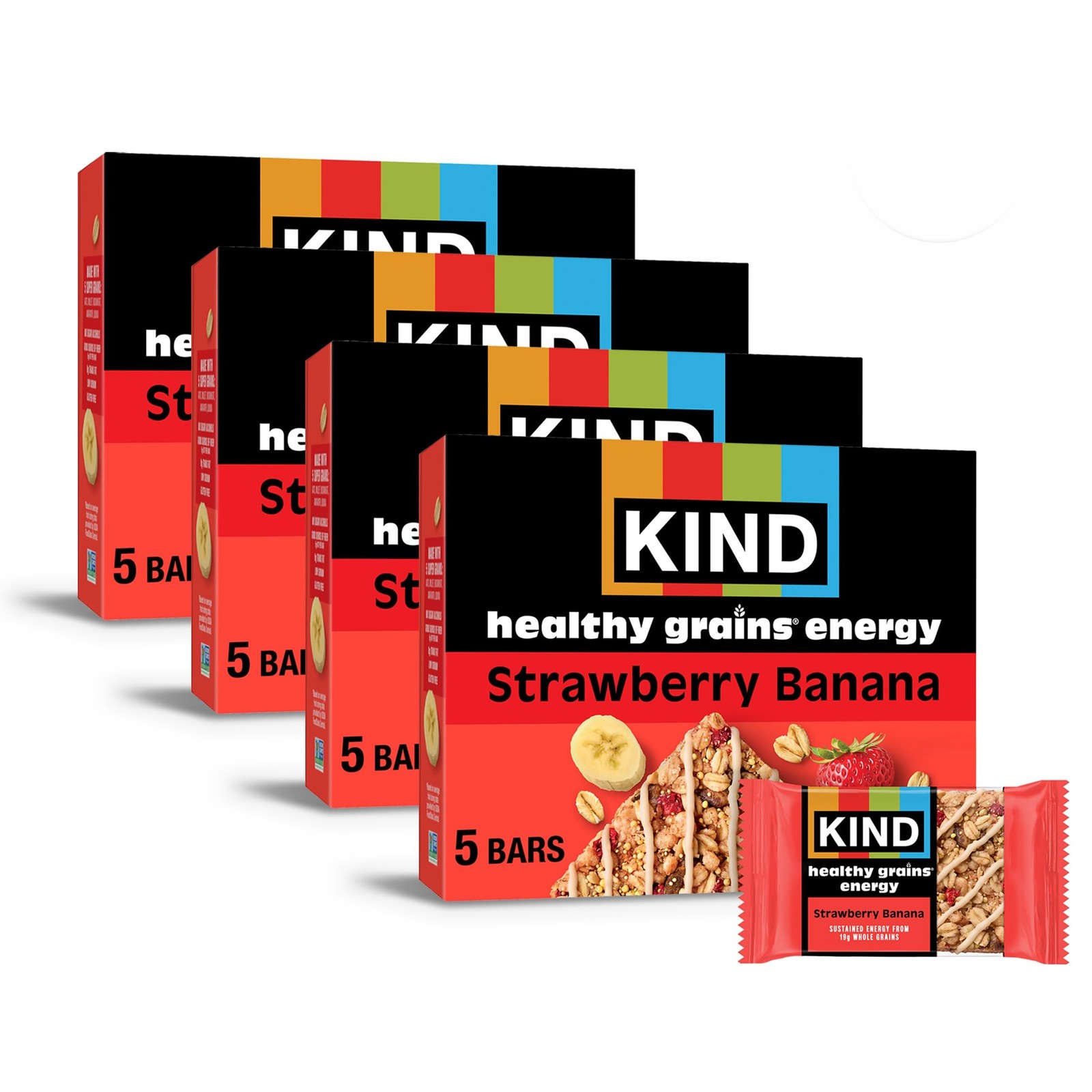 KIND Healthy Grains Energy Bars, Strawberry Banana, 19g Whole Grains, Made wi…