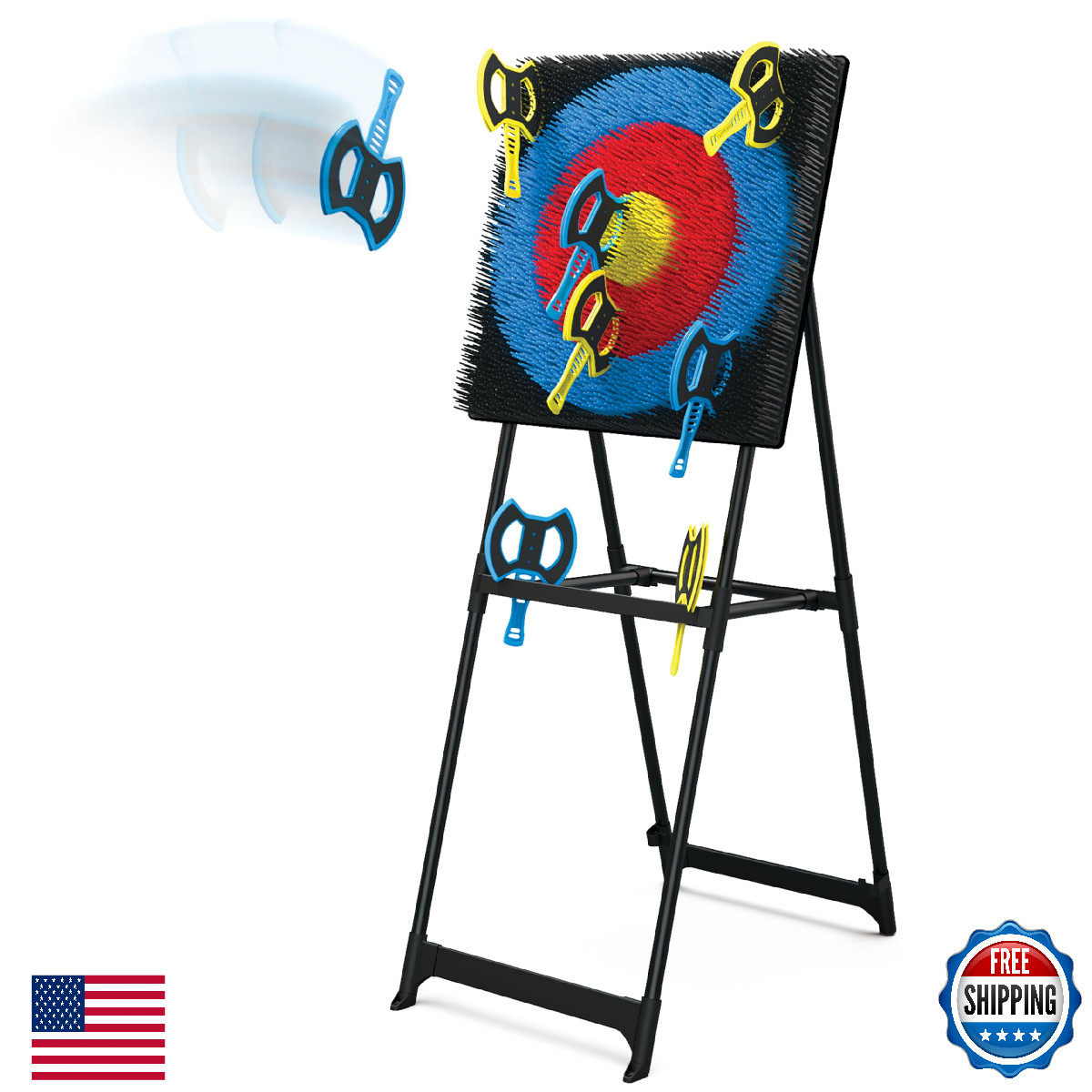EastPoint 5ft Axe Throwing Game Set – 8 Foam Axes, Bristle Target Outdoor Fun