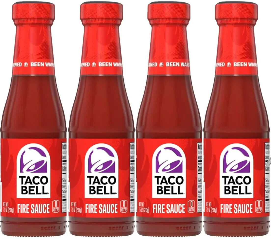 Taco Bell Fire Sauce 3 Pack 7.5 oz Glass Bottles Mexican Food Condiment Spicy