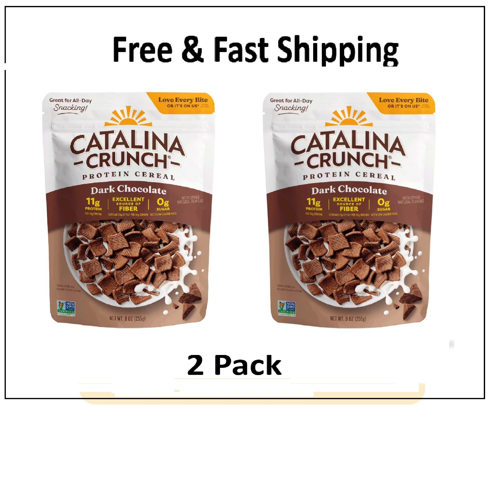 Catalina Crunch Protein Cereal, Dark Chocolate 9 Oz Pack 2