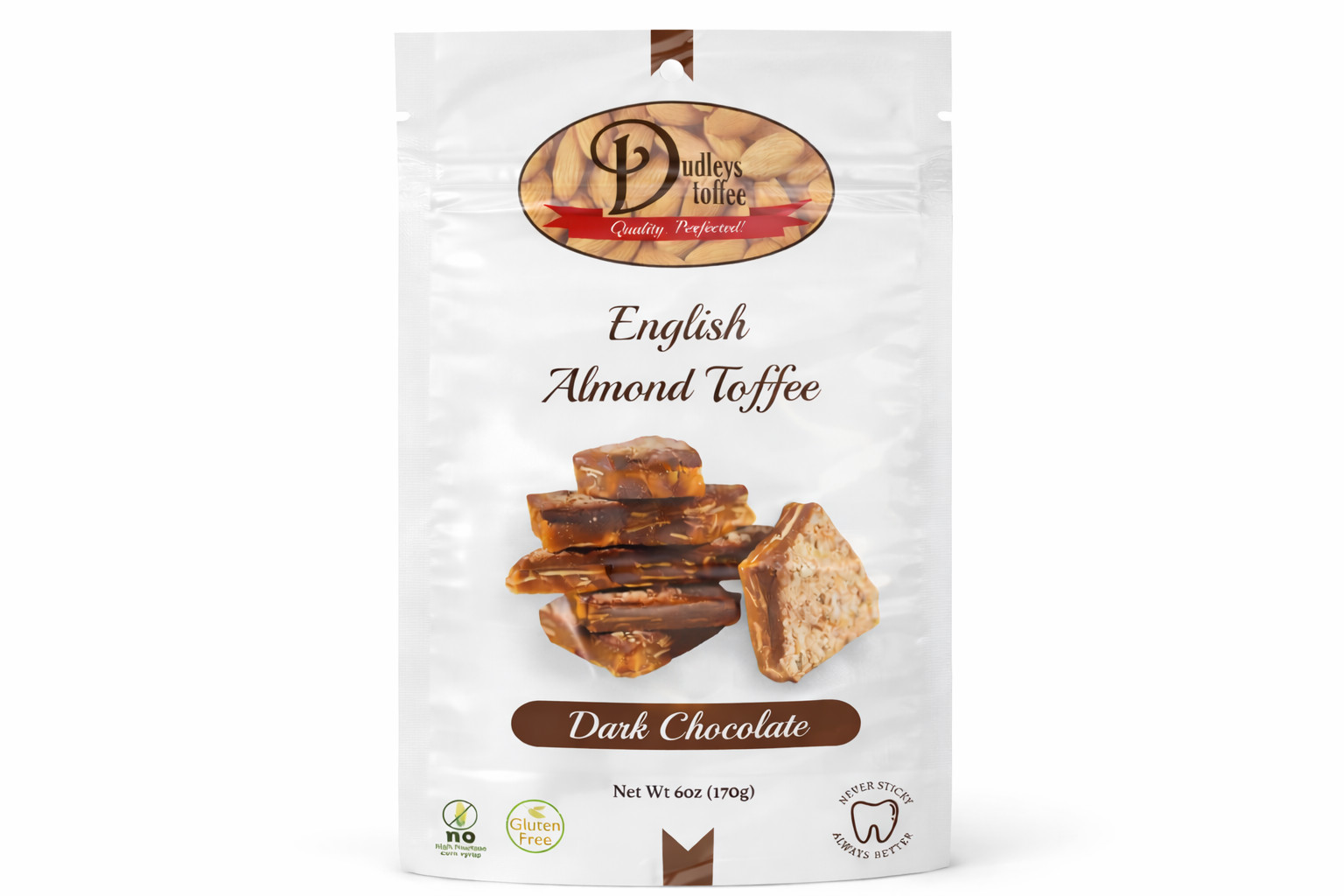 Dudley’s English Almond Toffee 6oz Gourmet Chocolate Candy Gluten Free